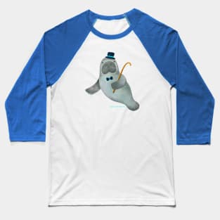 Manatee dancer with bowtie, hat and stick Baseball T-Shirt